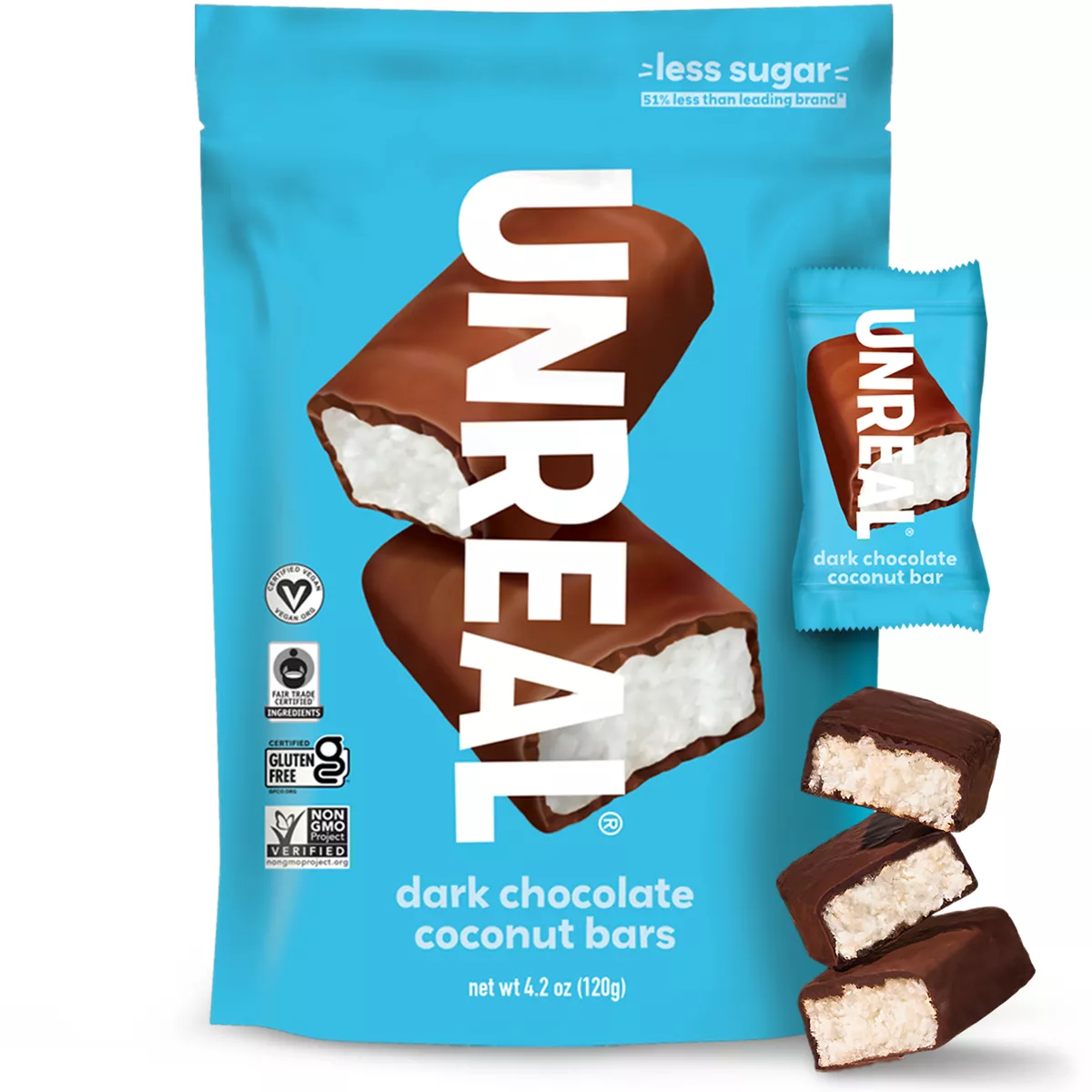 UNREAL Dark Chocolate Coconut Candy Bars - 4.2oz