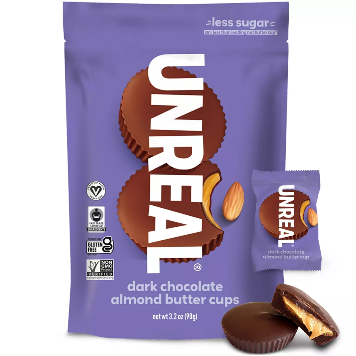 UNREAL Dark Chocolate Almond Butter Cups Candy - 3.2oz